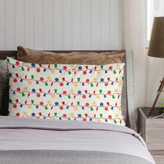 Housse D'oreillers Garlande perlée avec ornements de Noël rétro