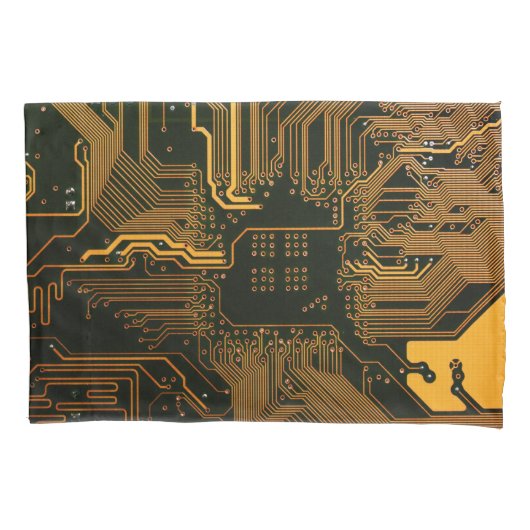 Housse D'oreillers Geek Sortie carte circuit électronique orange PCB  (devant-gauche)