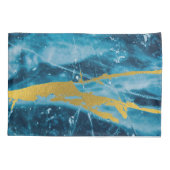 Housse D'oreillers Géode Agate Gemstone Blue et Gold (Dos)