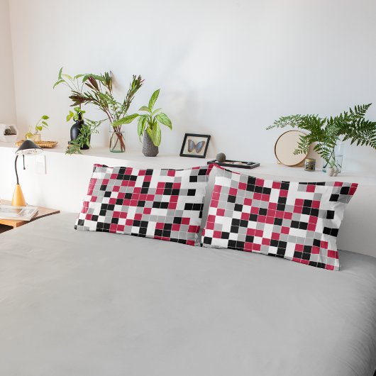 Housse D'oreillers Géométrique moderne Magenta Black Grey