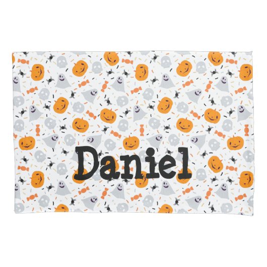 Housse D'oreillers Ghost mignon et Halloween Citrouille (devant)