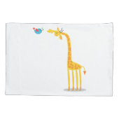 Housse D'oreillers Girafe et oiseau mignons de bande dessinée (Dos)