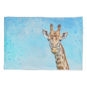 Housse D'oreillers Giraffe curieuse avec Ciel de Confetti Bleu (Dos)
