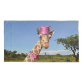 Housse D'oreillers Giraffe en casquette rose étincelant (Dos)