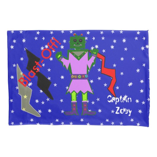 Housse D'oreillers Girl Robot Spaceshies Enfants Standard (devant-gauche)