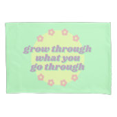 Housse D'oreillers Girly Boho Pastel Green Citation Fleurs Rétro (devant-gauche)