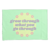 Housse D'oreillers Girly Boho Pastel Green Citation Fleurs Rétro (devant-Droit)