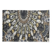 Housse D'oreillers glam girly art déco or noir bohème (Dos-gauche)