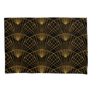 Housse D'oreillers Glamour Art Déco : Ventilateur D'Or.