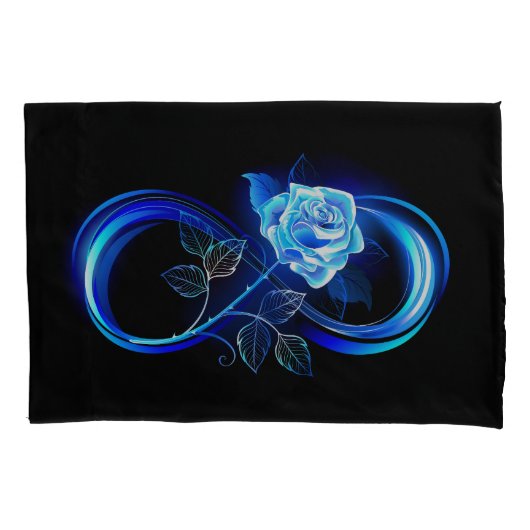 Housse D'oreillers Glowing infinity with blue rose (devant)