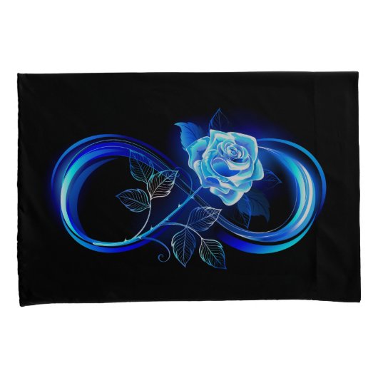 Housse D'oreillers Glowing infinity with blue rose (devant-Droit)