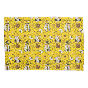 Housse D'oreillers Gnomes fabriquant du miel Fleurs jaunes de miel Ab