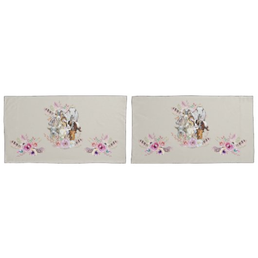 Housse D'oreillers GOAT mignons | Aquarelle Portraits de chèvre GetYe (devant-Set)