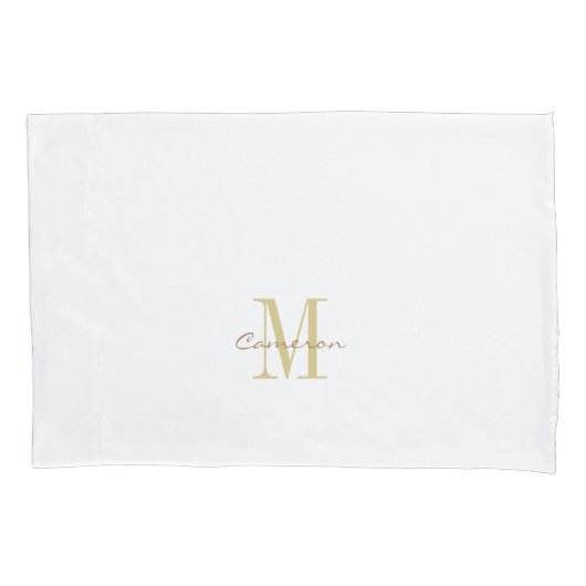 Housse D'oreillers Gold blanc initial et nom personnalisé (devant)