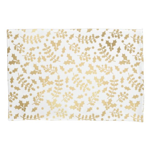 Housse D'oreillers Gold Foil & White Holly Noël d'hiver (devant)