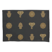 Housse D'oreillers Gold Mandala Elephant Hamsa Hand - Reversible Boho (devant)