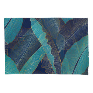 Housse D'oreillers Golden Banana Leaf : Motif de luxe.