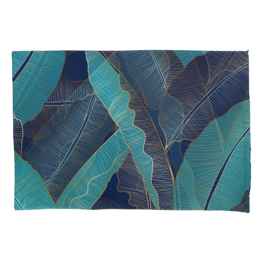 Housse D'oreillers Golden Banana Leaf : Motif de luxe. (devant)