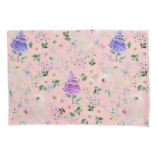 Housse D'oreillers Gossamer Aquarelle rose Floral (devant)