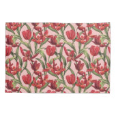 Housse D'oreillers Gossamer arrière - plan rose avec tulipes rouges (Dos)