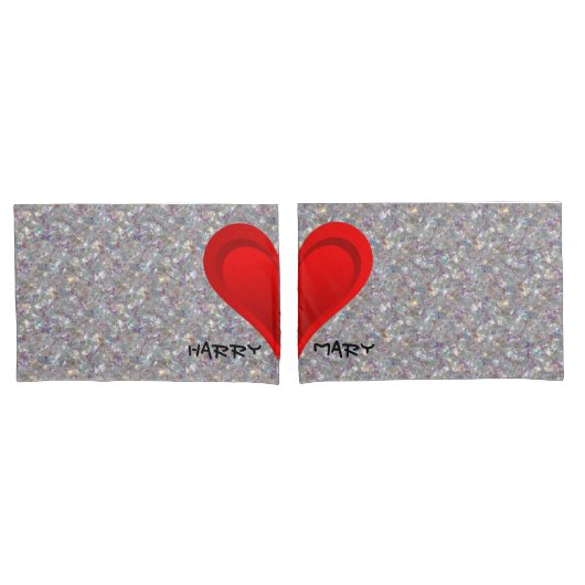 Housse D'oreillers Gradients RED LOVE HEART + votre backgr. & idées (devant-Set)