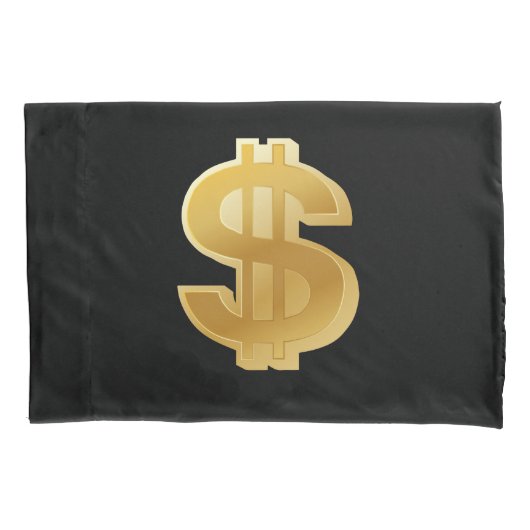 Housse D'oreillers Grand coussin d'or de symbole dollar (devant-gauche)
