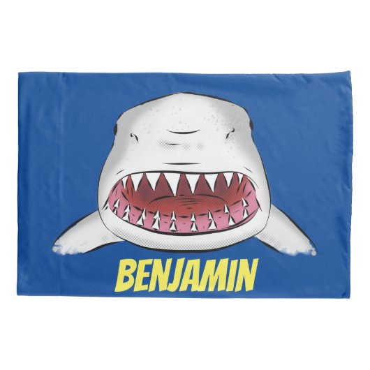 Housse D'oreillers Grand requin blanc moyen dessin animé (Dos)