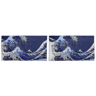 Housse D'oreillers Grande vague Hokusai dans le style Chrome