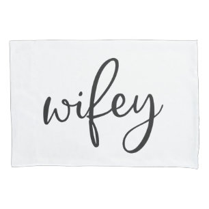 Housse D'oreillers Graphique Wifey typographie noir et blanc