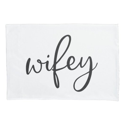 Housse D'oreillers Graphique Wifey typographie noir et blanc (devant)