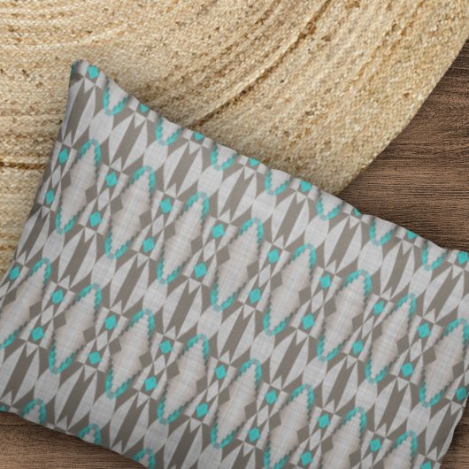 Housse D'oreillers Gray Taupe Aqua Turquoise Blue Tribal Art Pattern
