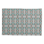 Housse D'oreillers Gray Taupe Aqua Turquoise Blue Tribal Art Pattern (Dos-gauche)