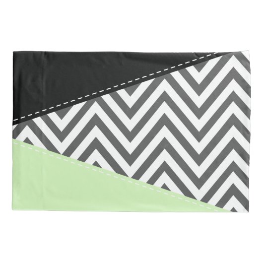 Housse D'oreillers Gray Zigzag, Gray Chevron, Zigzag Pattern, Mint (Dos)