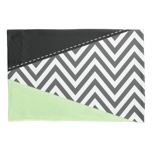 Housse D'oreillers Gray Zigzag, Gray Chevron, Zigzag Pattern, Mint (devant)
