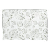 Housse D'oreillers Green Back plus Green et feuilles blancs (devant-gauche)