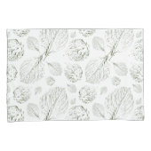 Housse D'oreillers Green Back plus Green et feuilles blancs (devant-Droit)
