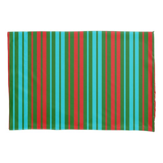 Housse D'oreillers Green Red Blue Stripes Pattern   (devant)