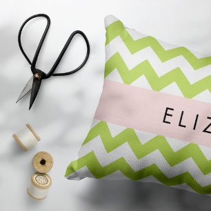 Housse D'oreillers Green Zigzag, Green Chevron, Votre Nom