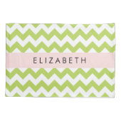 Housse D'oreillers Green Zigzag, Green Chevron, Votre Nom (Dos)