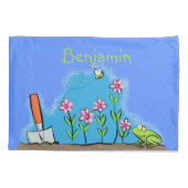 Housse D'oreillers Grenouille mignonne et abeille dans le jardin dess (Dos)