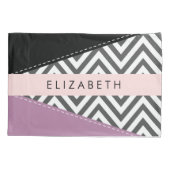Housse D'oreillers Grey Zigzag, Grey Chevron, Purple, Votre Nom (Dos)
