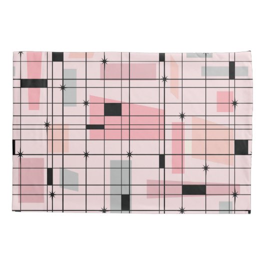Housse D'oreillers Grille rose rétro et Starburst Pillowcase (Dos)