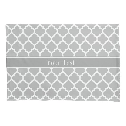 Housse D'oreillers Gris Blanc Marocain #5 gris foncé Nom Monogramme (devant)