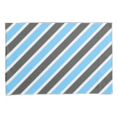 Housse D'oreillers Gris bleu ciel moderne rayures diagonales (devant-Droit)