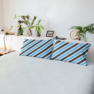 Housse D'oreillers Gris bleu ciel moderne rayures diagonales