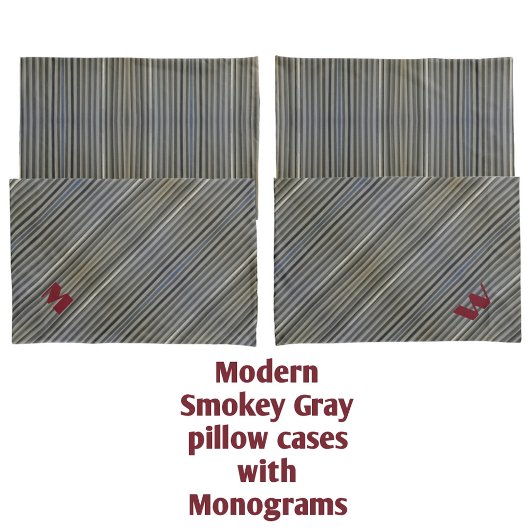 Housse D'oreillers Gris Smokey Monochromatique rayures Monochromatiqu