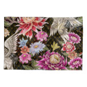 Housse D'oreillers Grues Asters : Peint Style Japonais sans Seamless (Dos)