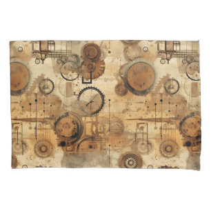 Housse D'oreillers Grunge Rustic Steampunk Horloge (1)