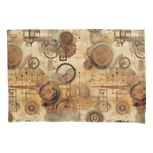 Housse D'oreillers Grunge Rustic Steampunk Horloge (1) (devant-gauche)