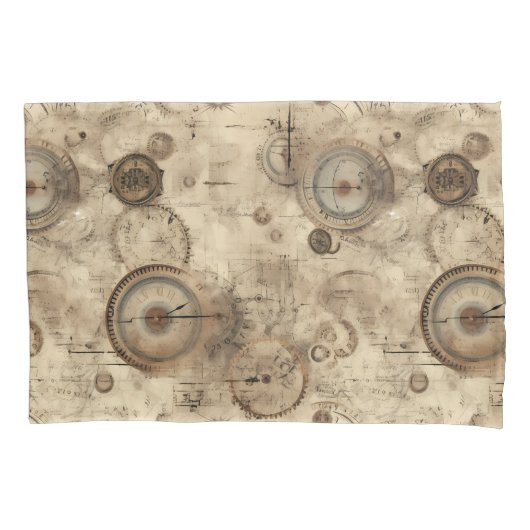 Housse D'oreillers Grunge Rustic Steampunk Horloge (11) (devant-gauche)